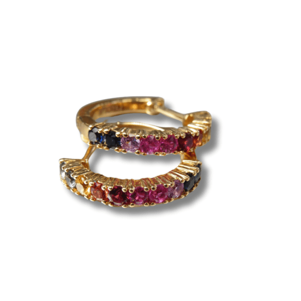 Rainbow Sapphire Hoops