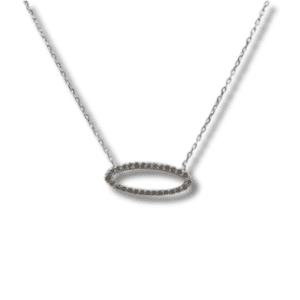 Diamond Sideways Oval Necklace