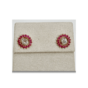 Diamond Studs With Ruby Earring Jackets