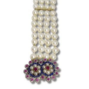 ESTATE PEARL RUBY AND SAPPHIRE BRACELET
