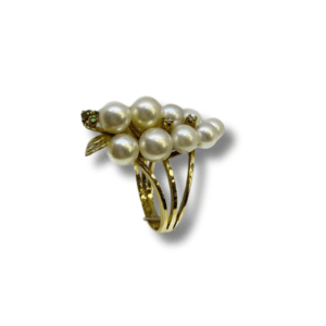 Estate 14k Yellow Gold Tsav Garnets and Pearls Ring