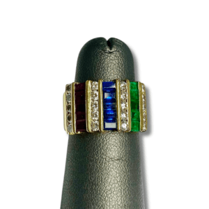 Estate Diamond, Emerald, Sapphire, and Garnets Ring
