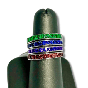 Estate Emerald, Sapphire, Garnet, And Amethyst Stackable Rings