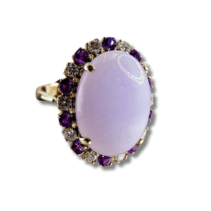Estate Round Amy And Violet Jade Cabochon Ring