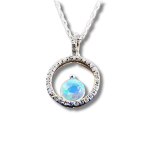 Floating opal diamond pendant
