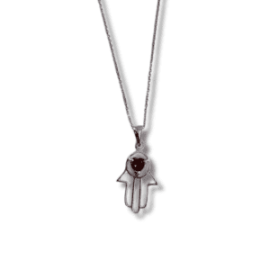 Garnet Hamsa Pendant Necklace