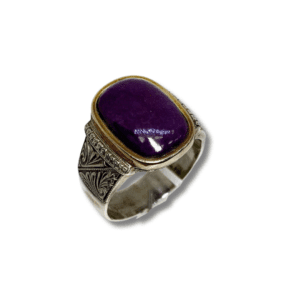 Men's Gent's Yellow 14 Karat & Sterling Silver With Sugilite Ring Size 11.5