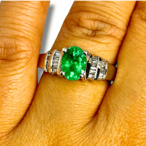 Oval Emeralds With Diamonds Rhapsody Platinum Ring