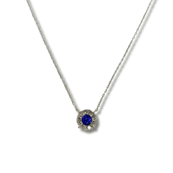 Round Diamond and Sapphire Necklace