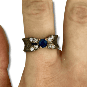 Sterling Silver Diamond and Sapphire Fashion Ring
