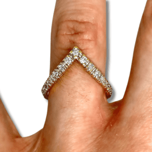 Yellow-Gold V Shaped Diamond Ring