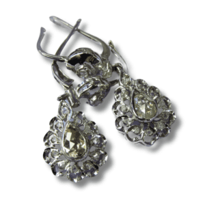 Estate Rose Cut Pear Diamond Earrings