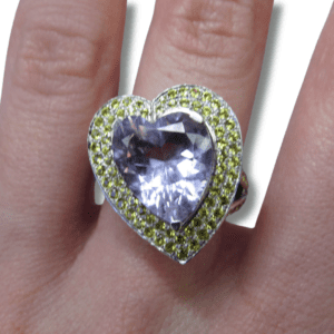 Estate Heart Amethyst with Pink and Yellow Sapphires Ring