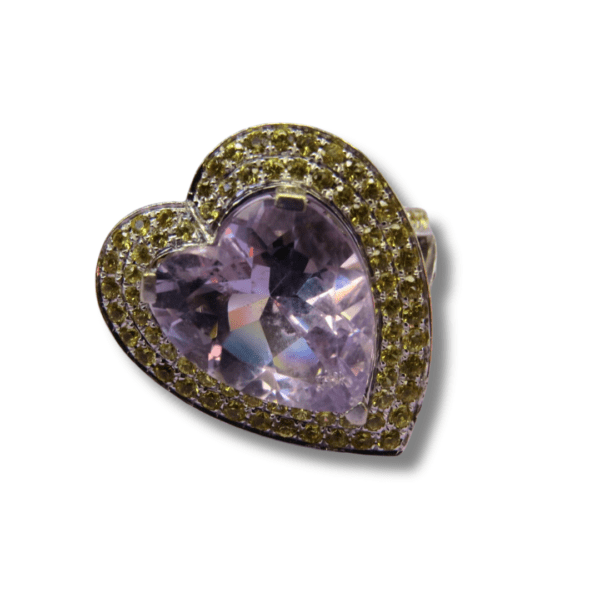 Estate Heart Amethyst with Pink and Yellow Sapphires Ring