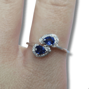 Estate Pear Sapphires and Diamond Ring
